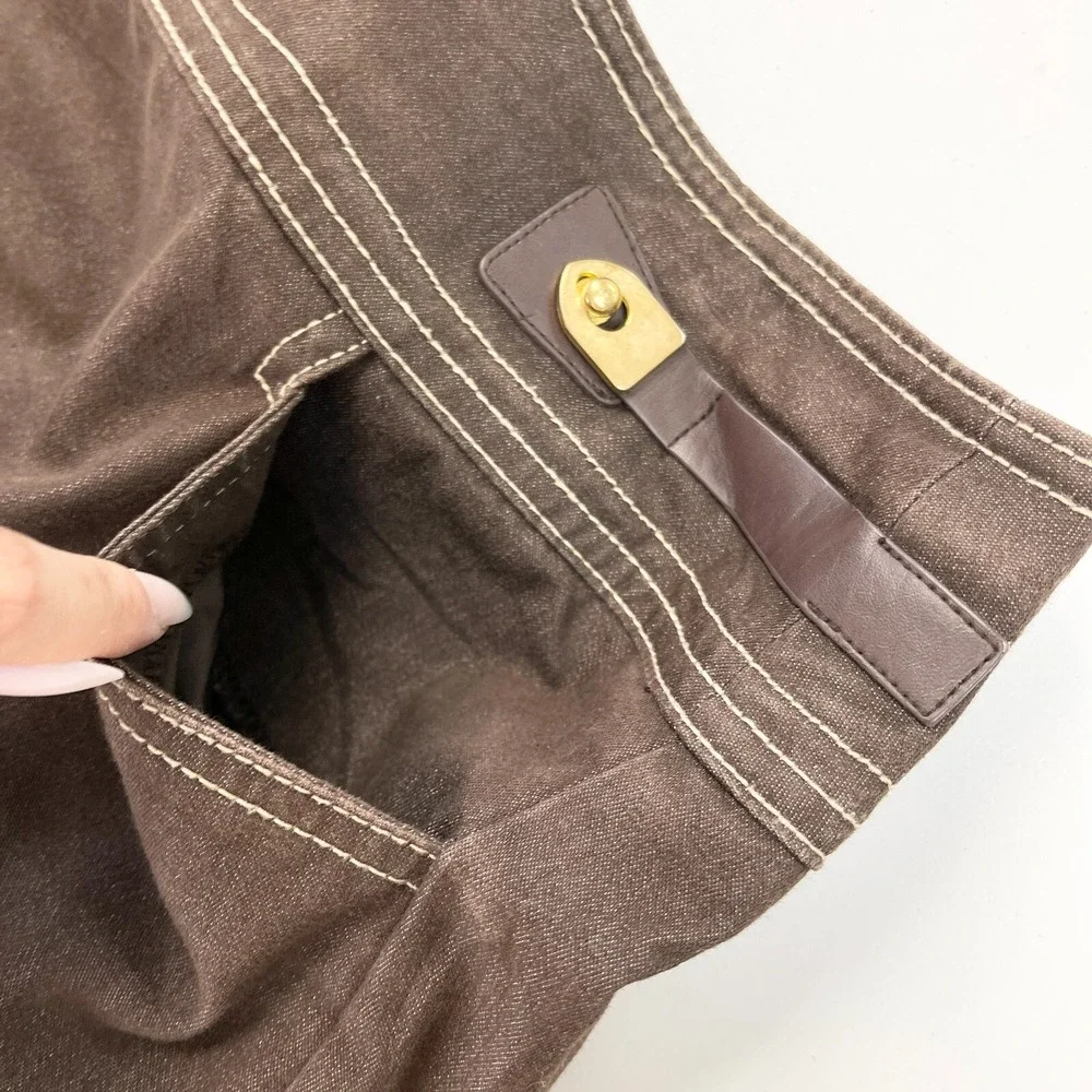 New York Clothing Co‎ Brown Denim Pencil Skirt Womens 12 Stretch Minimalist Y2K